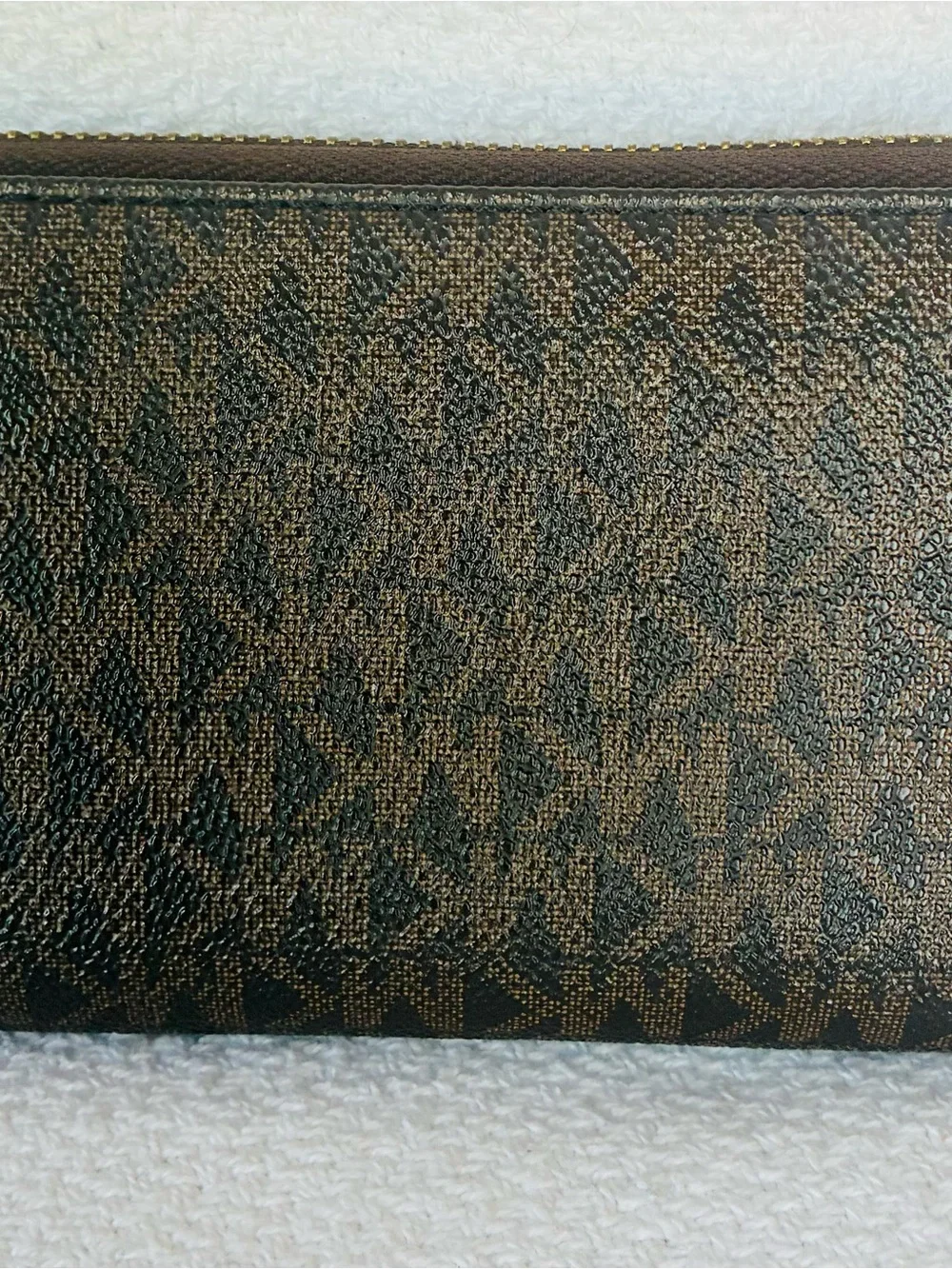 Michael Kors Brown and Tan Logo Satchel with Matching Zip Wallet